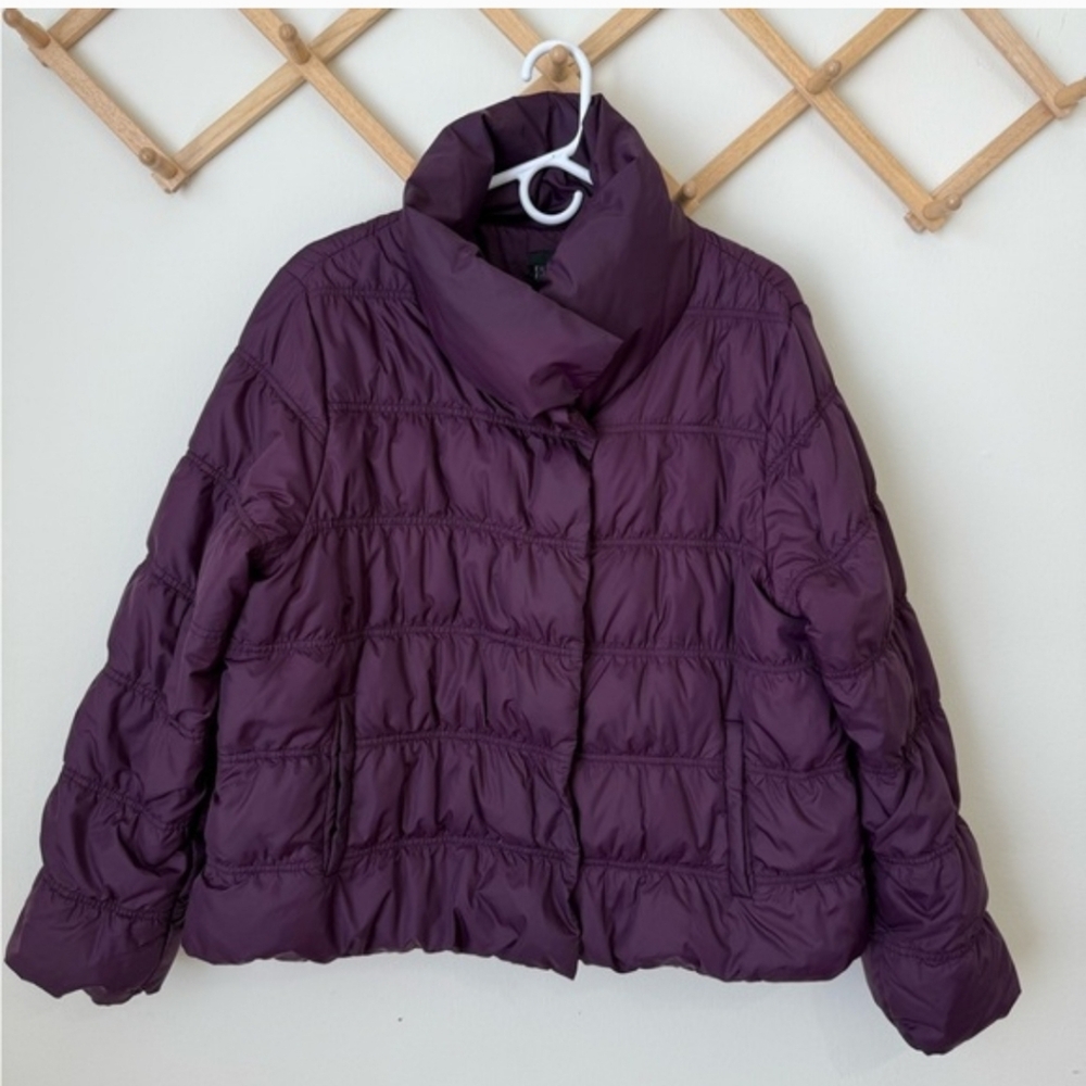 Eileen Fisher Jacket Womens Large "80% Down" Puffer Quilted High Collar Coat